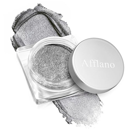 Silver Eyeshadow Single Cream Shimmer, Silver Glitter Eyeshadow Long Lasting Silky Smooth Texture, Blendable Neutral Metallic Highlighter Eye Makeup for All Skin, Travel Friendly, Cruelty-Free, 05#