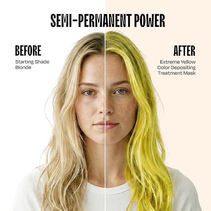 Overtone Semi Permanent Hair Color Conditioner, Extreme Yellow, 8 oz, Nourishing, Damage-Free, Color Depositing Mask for All Hair Types with Shea Butter & Coconut Oil, Vegan & Cruelty-Free