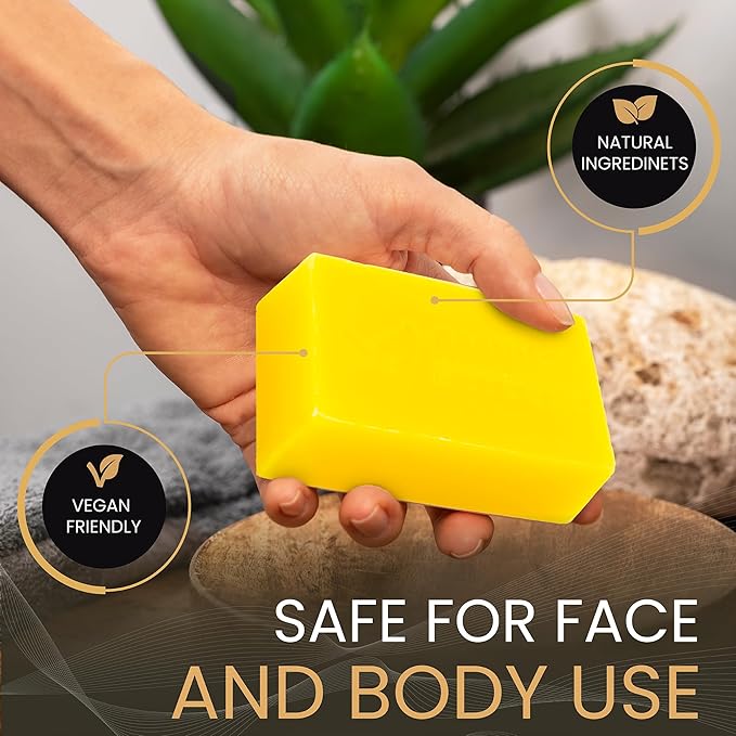 AMVital Lemon Turmeric Kojic Acid Soap Bar - 3-Pack Plant-Based Face & Body Bar Soap - Gentle Daily Soap for All Skin Types - Vegan Skincare Gift for Men & Women