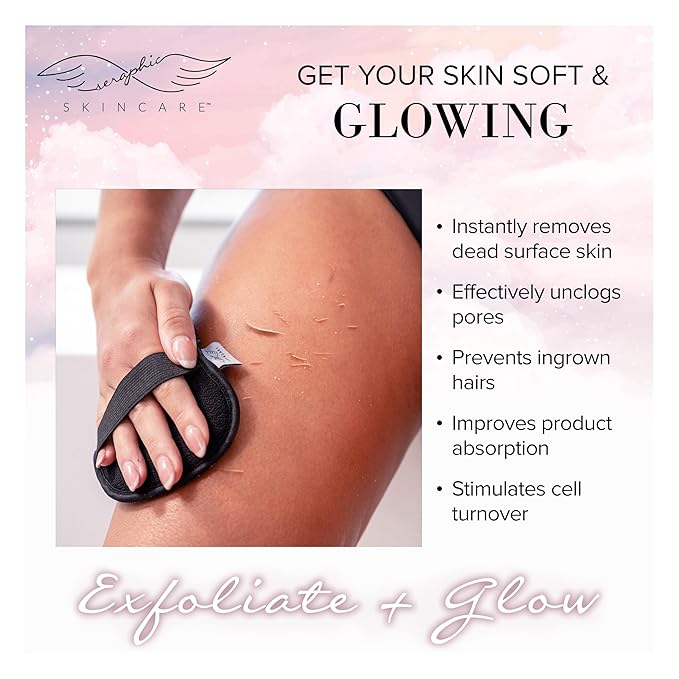 Seraphic Skincare Bikini Buffer – 100% Vegan Viscose Scrub Mitt For Women (2pc) – Gently Exfoliates Dead Skin – Ingrown Hair & Razor Bumps Treatment on Bikini Area – Natural & Effective Exfoliation