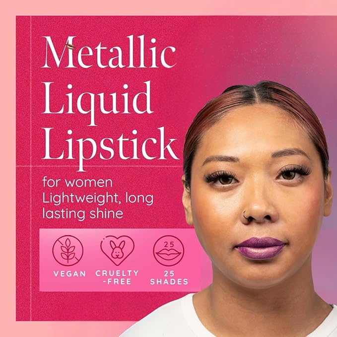 Aromi Sugared Mauve Metallic Liquid Lipstick, Purple Pink Lip Color with Shimmery Finish, Raspberry Mulberry Lipstick, Long-Lasting, Handmade (Sugared Mauve)