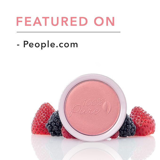 100% PURE Powder Blush (Fruit Pigmented), Chiffon, Soft Shimmery Finish, Nourishes Skin w/Rosehip Oil, Cocoa Butter, Natural Makeup (Soft Pink) - .32 oz
