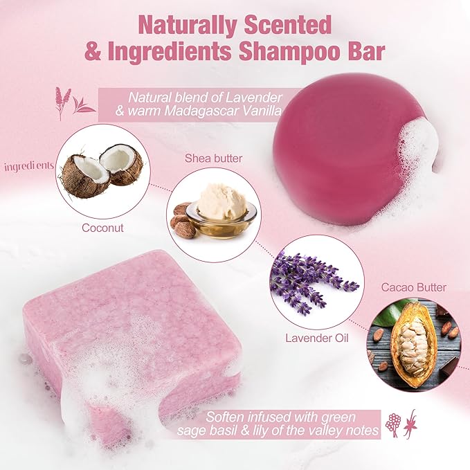 Leafinty Shampoo and Conditioner Set| Shampoo Bar | Bar Shampoo and Conditioner for Curly, Wavy & Kinky Hair | Vegan & Zero Waste| Eco-Friendly 6.68oz (Lavanilla Scent)