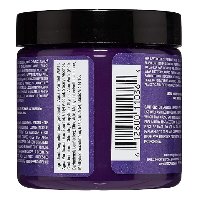 MANIC PANIC Classic Electric Amethyst Semi Permanent Hair Color - Bright Purple Hair Dye for Women & Men That Lasts 4-6 Weeks - Vegan, Ammonia & Cruelty-Free - Create & Mix Custom Shades (4oz / 2pk)
