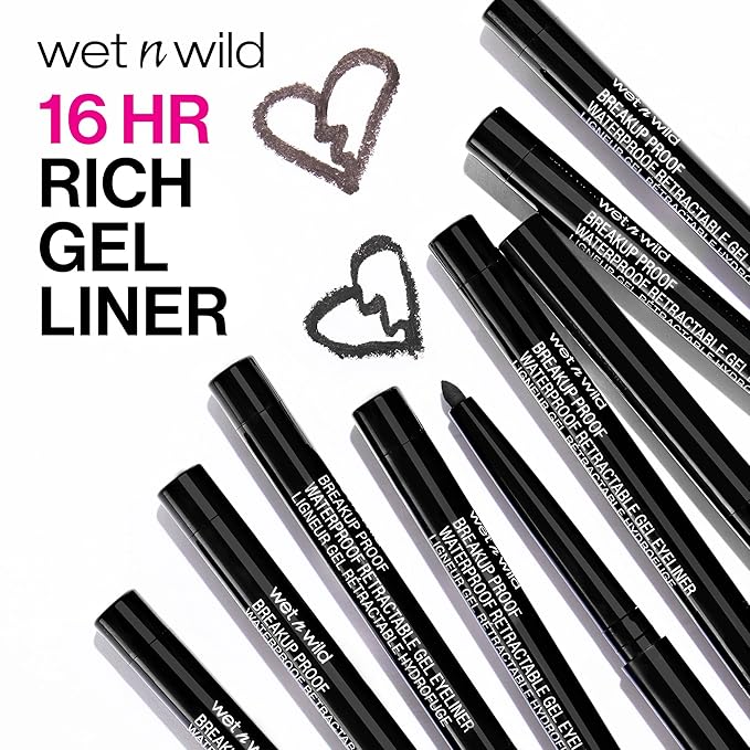 wet n wild Mega Last Breakup Proof Retractable Eyeliner - Ultra-Fine Brush, Waterproof,16-Hour Long-Lasting Wear - Cruelty-Free & Vegan - Black (Pack of 2)
