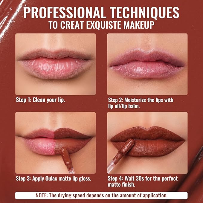 Oulac Dark Red Lipstick Matte for Women, Red Long Lasting Lipstick Smudgeproof, Waterproof Lip Stain, No Transfer, Creamy Texture, Vegan & Cruelty-Free Lip Makeup M21