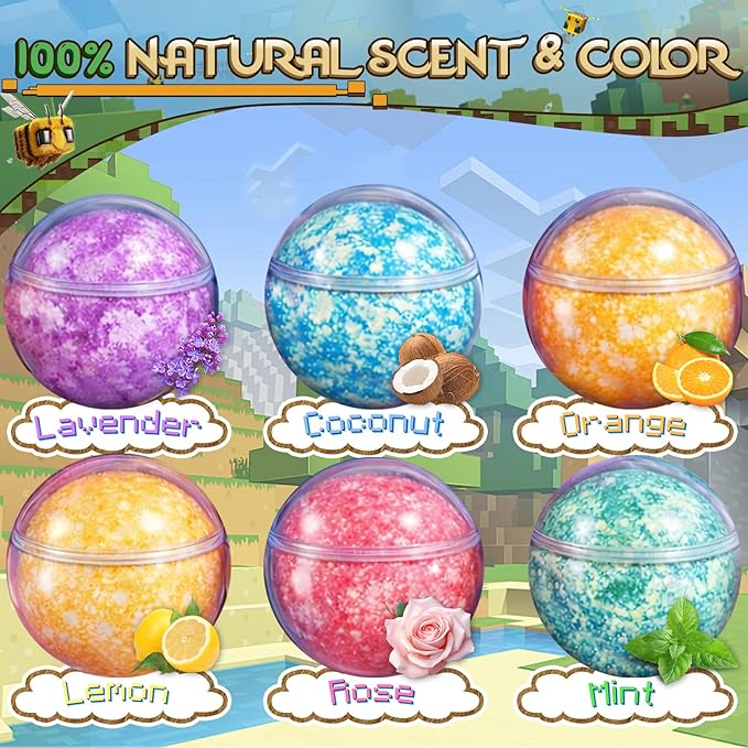 Bath Bombs for Kids: Build My Own World Dig a Bath Bombs with Toys Inside, Organic Bath Bomb Rich in Natural Essential Oils, Kids Bath Bomb Gift Set for Dry Skin Moisturize, Easter Basket Stuffers