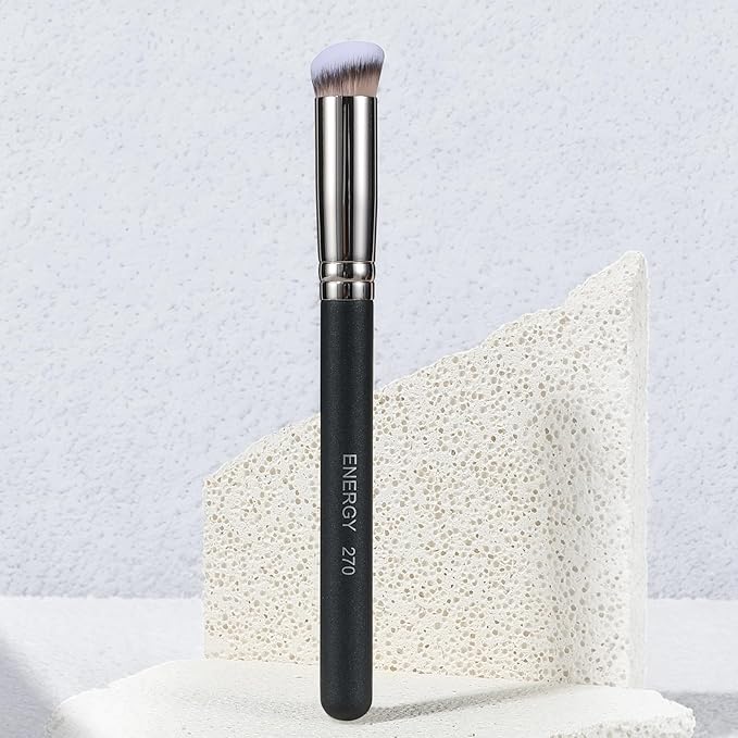 ENERGY Concealer Brush Under Eye Mini Angled Kabuki Nose Contour Brush for Concealing Blending Setting Buffing with Powder Liquid Cream Cosmetics Small Makeup Foundation brush