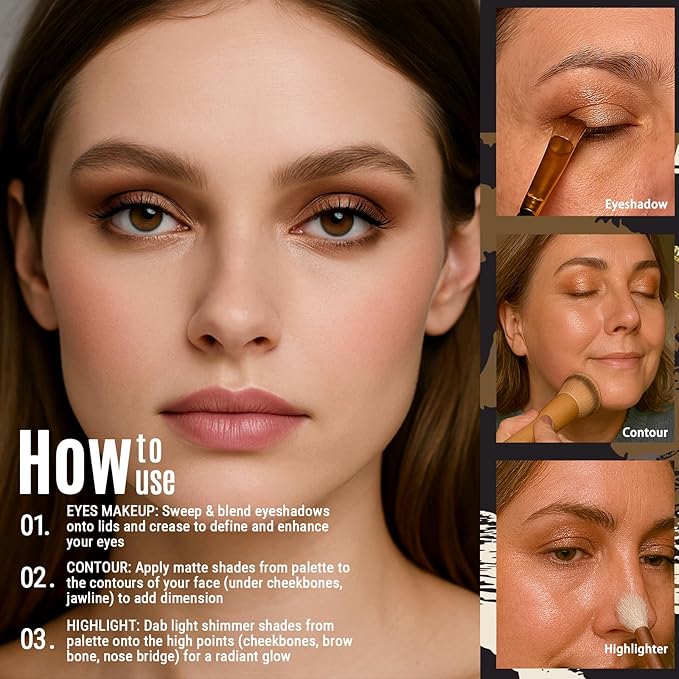 Afflano Neutral Nude Eyeshadow Palette, Matte Shimmer Beige Brown Eyeshadow Palette Highly Pigmented, Blendable Natural Colors Long-Wear, Nude Eye Shadow for Women Brown Eyes Daily Grunge Makeup