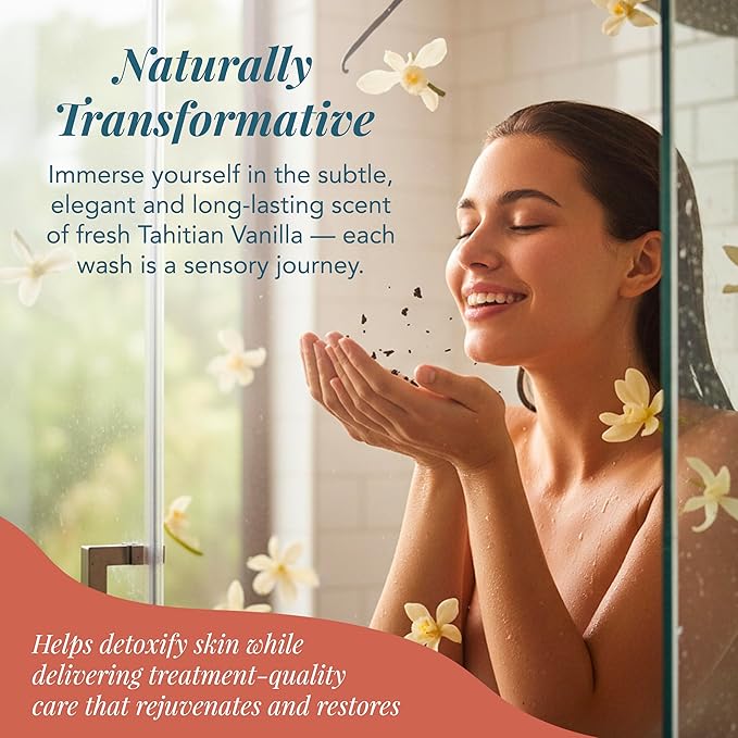 Saavy Naturals Body Scrub - Scented Sugar Vanilla Extract, Natural Body Scrub & Vegan Exfoliating with Vitamin E, Gentle for Sensitive Skin – Made in USA – Tahitian Vanilla (1 Pack) - 12 oz