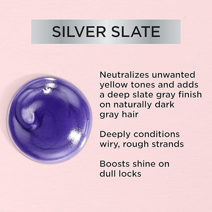 L'Oreal Paris Le Color Gloss Step Toning Gloss,In-Shower Hair Toner with Deep Conditioning Treatment Formula for Gray Hair,Silver Slate,1 Kit,(Pack of 2)