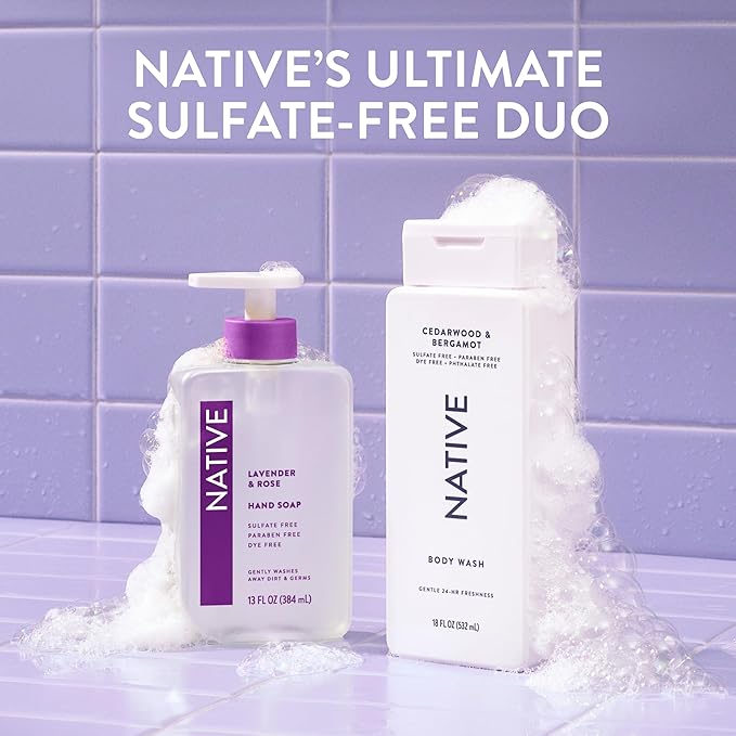 Native Body Wash Contains Naturally Derived Ingredients | For Women & Men, Sulfate, Paraben, & Dye Free Leaving Skin Soft and Hydrated | Cedarwood & Bergamot 18 oz