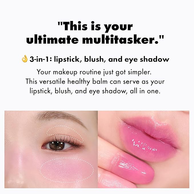 Amuse SEOUL Lips and Cheeks Healthy Balm 04 GRAPE BALM | Moisturizing, Glossy, Creamy Texture, Lightweight, Dewy Finish, Natural-looking Color, K Beauty Makeup, Vegan (1.5g / 0.05 oz)