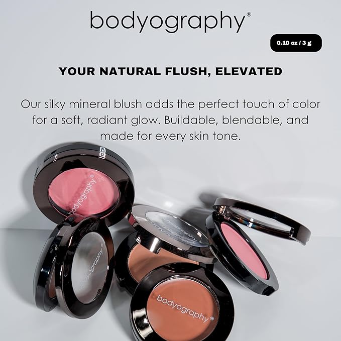Bodyography Pressed Blush | Silky, Buildable Powder Formula for Cheeks | Rich Pigment with Long-Wearing Finish | Paraben, Gluten, Talc, Fragrance, Cruelty-Free & Vegan | Bashful - Peach