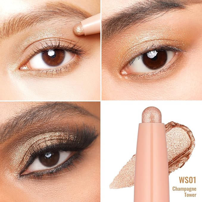 Oulac Champagne Eyeshadow Pencil – Long-Lasting Creamy Blendable Texture, Vegan & Cruelty-Free Eye Makeup, 1.25g, WS01Champagne Tower
