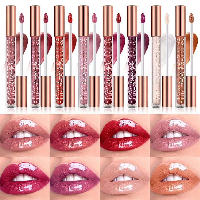 Cherry Red Lip Gloss Lipstick Lip Plumper Gloss Tinted Glitter Lipgloss Moisturizing Lip Balm Lip Oil High Shine And Vegan Plumping Lip Gloss For Women Girls Long-Lasting Dry Lip Care (06#)