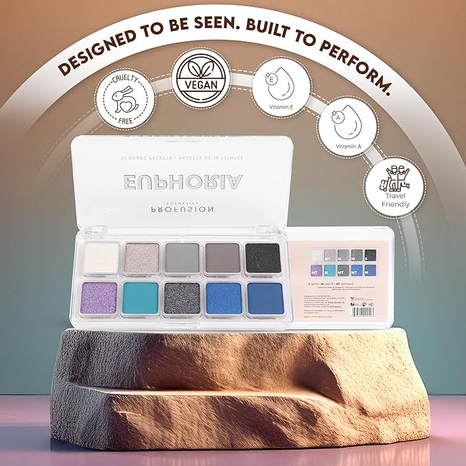 Profusion Cosmetics 10 Shades Eyeshadow Palette - Highly Pigmented Multi-Finish Formula, Effortless Day to Night Smoky Eye Looks, Vegan & Cruelty-Free Makeup, Euphoria