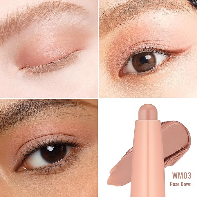 Oulac Nude Rose Eyeshadow Stick – Twist-Up Creamy Crayon, Waterproof & Blendable, Vegan & Cruelty-Free, 1.25g, WM03 Rose Dawn