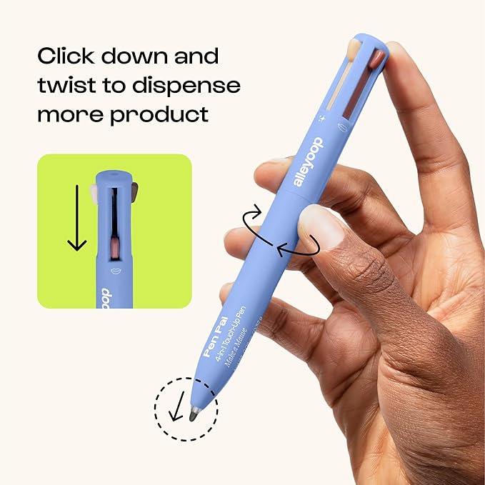 Alleyoop Pen Pal 4-in-1 Makeup Pen – Comes with Eyeliner, Lip Liner, Highlighter Makeup & Eyebrow Pencils for Women – Portable, Touch-Up On the Go – Cruelty-Free, Vegan (Berry Busy (Medium - Deep)