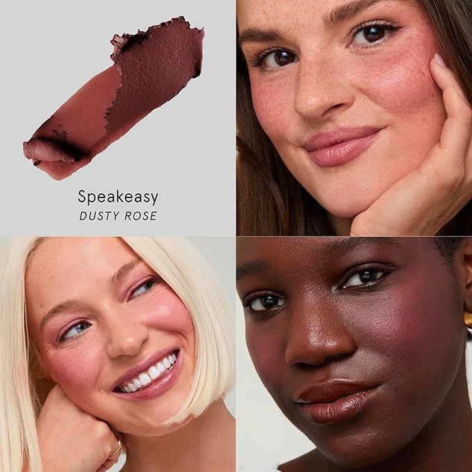 SOSHE Beauty - Blurring Pillow Blush | Featherlight, Cushiony, Cream to Powder Formula | Squalane, Cucumber Seed Extract, Ashwagandha Root | Vegan, Clean, Cruelty-Free (Speakeasy, Dusty Mauve)