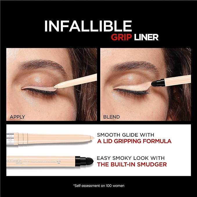 L'Oreal Paris Infallible Grip Mechanical Gel Eyeliner Pencil, Smudge-Resistant, Waterproof Eye Makeup with Up to 36HR Wear, Bright Nude, 0.01 Oz