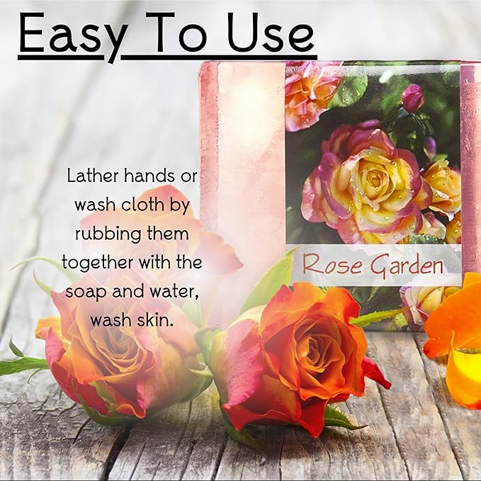 Glycerin Bar Soap Rose Garden Scent - Natural, Vegan-Friendly, Hypoallergenic - Moisturizing and Hydrating with 100% Vegetable Glycerin - Sulfate-Free, Paraben-Free, Chemical-Free - 4.5 oz
