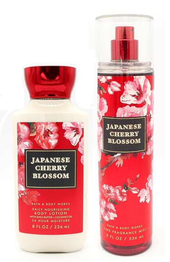 Japanese Cherry Blossom, Bath and Body, Fine Fragrance Mist & Body Lotion Bundle Set