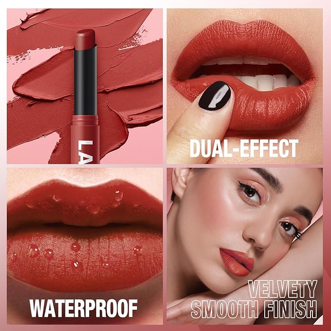 Jolilab 6Pcs Velvet Matte Lipstick Nude Matte Soft Dark Color Stick High Pigmented Long-Lasting Waterproof Lip Stick Lip Balm Beauty Cosmetics Gift for Women(01#-06#)