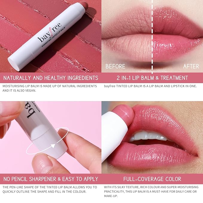 bayfree Cream Blush for Cheeks Radiant Finish, Hydrating, Creamy, Lightweight & Blendable Color, Vegan & Smooth Lip Color Balm, Hydrating Vitamin E