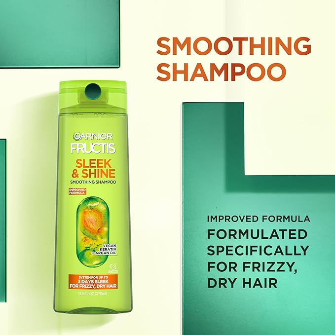 Garnier Fructis Sleek & Shine Shampoo, Frizzy, Dry, Unmanageable Hair, 22 fl. oz.(Packaging May Vary)