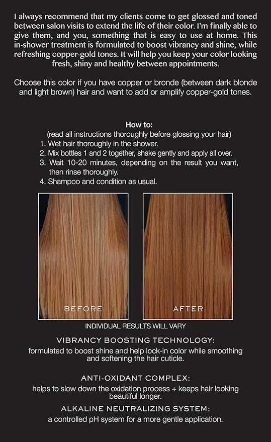 Kristin Ess Hair Copper + Auburn Hair Gloss Semi Permanent Hair Dye - Copper Penny - Shine Boosting Red, Auburn + Strawberry Blonde Color - Deep Conditioning Brightening Treatment for Women - Vegan