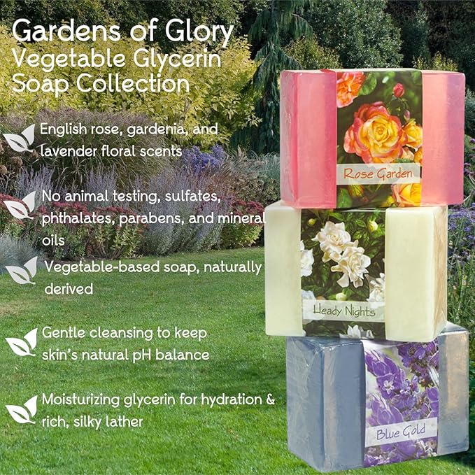 Glycerin Bar Soap Set of 3#6 - Natural, Vegan-Friendly, Hypoallergenic - Moisturizing and Hydrating with 100% Vegetable Glycerin - Sulfate-Free, Paraben-Free, Chemical-Free - 4.5 oz Each