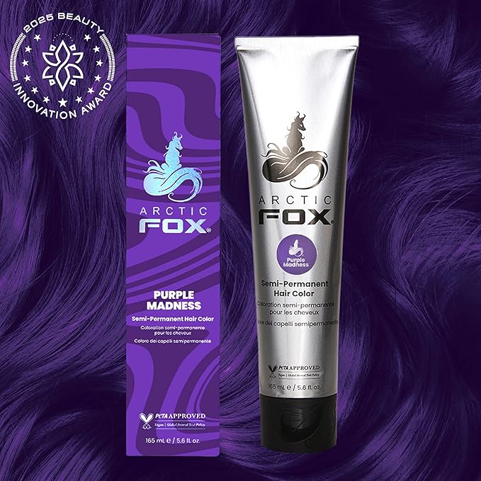 Arctic Fox Semi-Permanent Hair Dye Purple Madness - Vegan, Cruelty-Free, Ammonia-Free - 5.6 fl oz