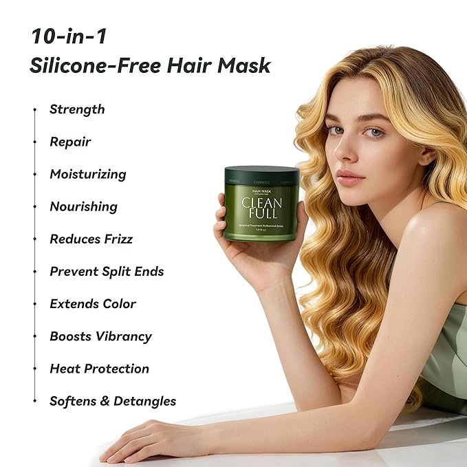Botanical Keratin Hair Mask, Silicone Free Hair Treatment Deep Repair Conditioner for Dry Damaged Hair, Reverse from Bleach, Color & Heat, Vegan (10fl oz) | Keratin & Ceramide, Sulfate Free, Paraben Free, Phthalate Free, Lightweight & Smooth, Leafy-Fre...