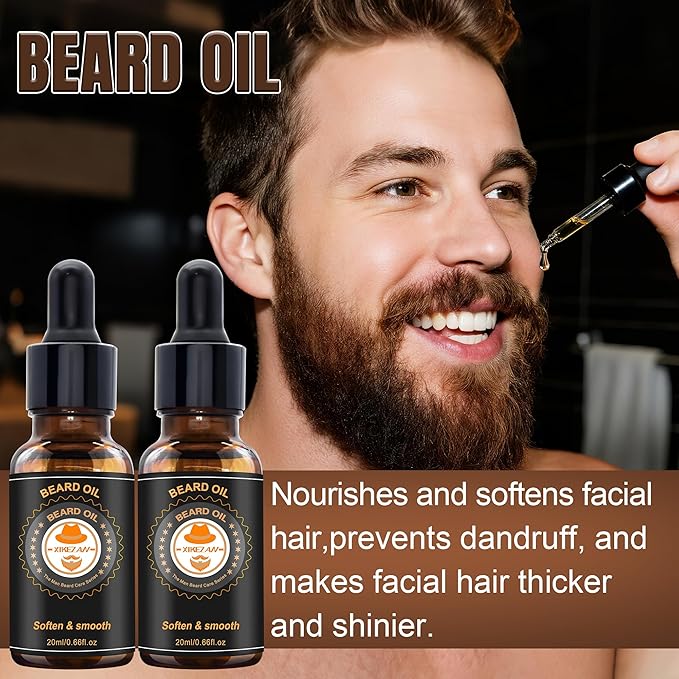 XIKEZAN Mens Gifts, Beard Grooming Kit with Sweet Orange Beard Wash,Oil, Conditioner,Balm,Brush,Comb,Cool Mens Christmas Secret Santa Gifts for Dad Husband Grandpa Boyfriend Him Stocking Stuffers