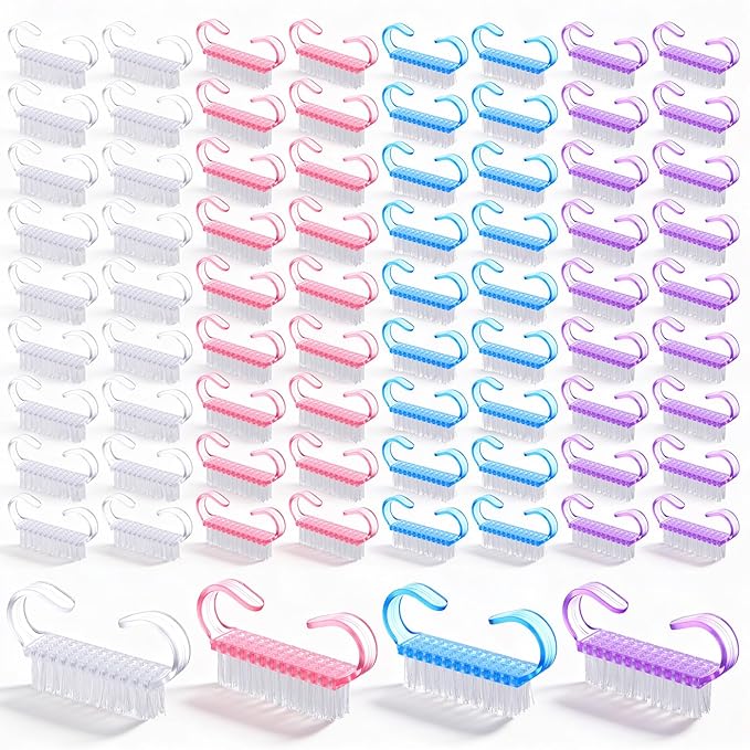 200 Pcs Handle Grip Nail Brush Bulk Nail Scrub Brush for Toes and Nails Cleaner Pedicure Scrubbing Tool Kit for Men and Women, 4 Colors