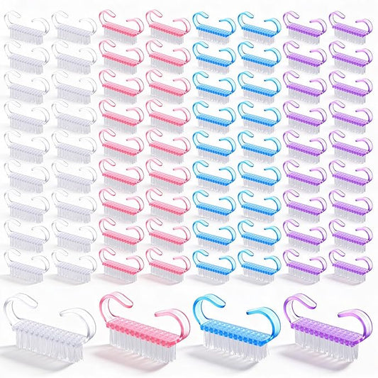 200 Pcs Handle Grip Nail Brush Bulk Nail Scrub Brush for Toes and Nails Cleaner Pedicure Scrubbing Tool Kit for Men and Women, 4 Colors