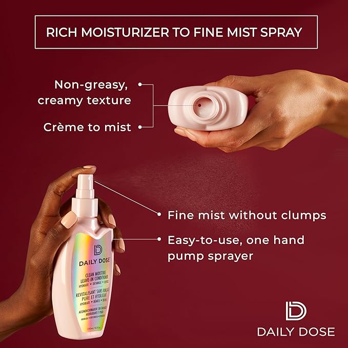 DAILY DOSE Award-Winning Leave-In Conditioner (8.5oz + 2oz Duo) Hair Detangler Spray (Award Winning), Paraben Free, Phthalates Free, Cruelty Free, Vegan