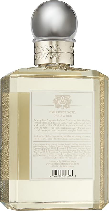 Antica Farmacista Bubble Bath - Relaxing Foam Bath with Honey, Jojoba Oil & Aloe Vera - Luxury Gift for Any Occasion - Damascena Rose, Orris & Oud, 16 fl oz