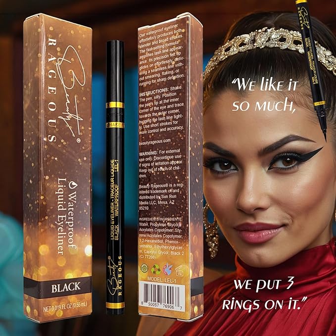 Liquid Black Eyeliner - Waterproof, Smear-Resistant (LEL-1), Vegan, Cruelty-Free