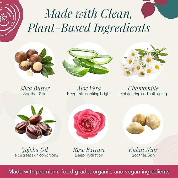 Saavy Naturals Moisturizing Body Wash for Sensitive Skin– Plant-Based & Pure with Coconut Oil, Shea Butter & Aloe Vera – Paraben-Free, Cruelty-Free – Bulgarian Rose – 8.5 fl oz, 2 pack