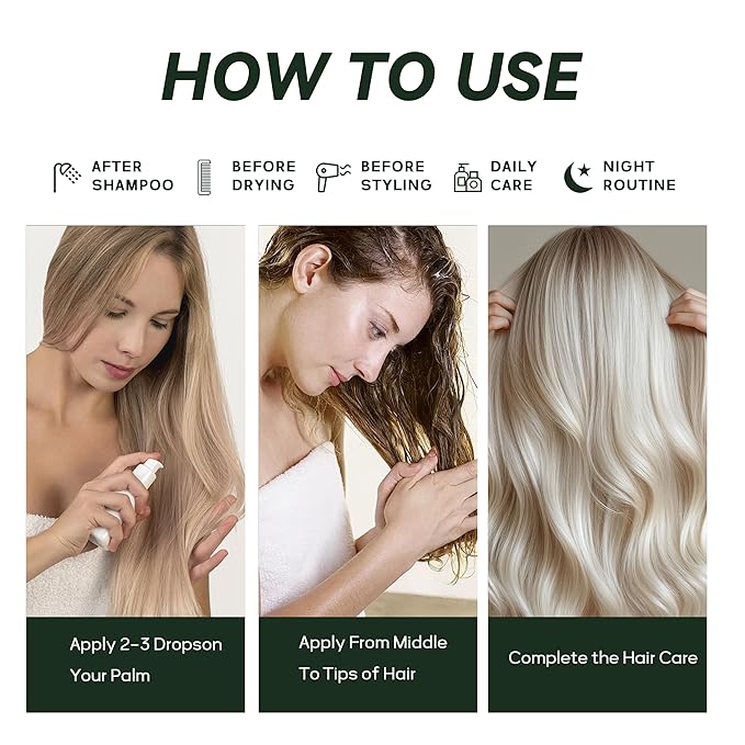 Botanical Hair Oil for Dry & Damaged Hair, Lightweight Leave-In Hair Serum with Heat Protection, Frizz Control, Shine & Split End Care, Vegan & Cruelty-Free, Paraben & Sulfate Free (2 fl oz)
