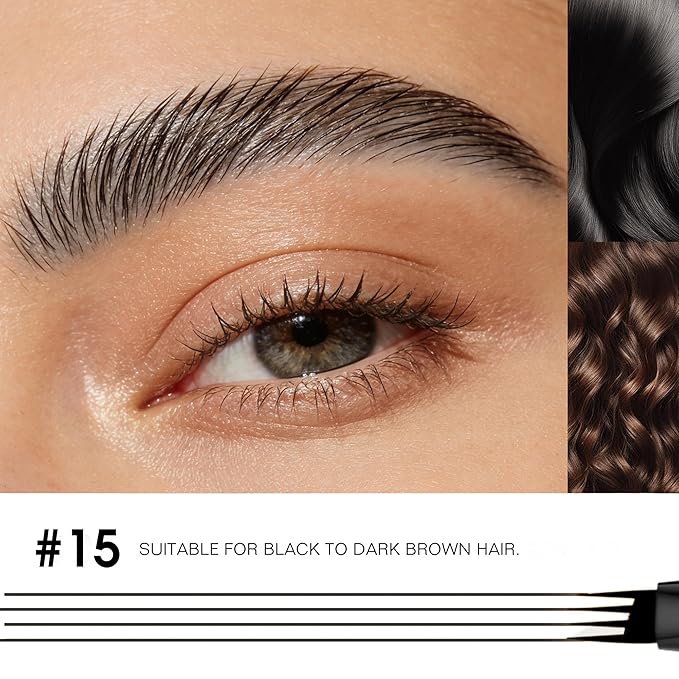 Eyebrow Pencil, 2Pcs Waterproof Microblading Eyebrow Pens, 4 Tip Precise Eye Brow Makeup Pen for Women to Effortlessly Create Hair Like Natural Brows, Non Dry Out and Last All Day (Black Grey)