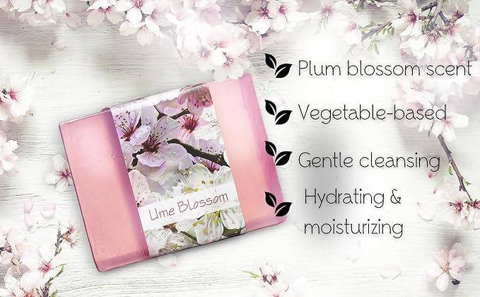 Glycerin Bar Soap Ume Blossom Scent - Natural, Vegan-Friendly, Hypoallergenic - Moisturizing and Hydrating with 100% Vegetable Glycerin - Sulfate-Free, Paraben-Free, Chemical-Free - 4.5 oz