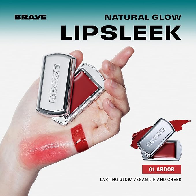 BRAYE LIPSLEEK | Blush for Cheeks & Lips, Korean Makeup Blush, Cool Lip and Cheek Balm, Vegan Cream, Lightweight w/Blendable & Buildable Makeup, Natural Look 12 PEPPY 0.08oz