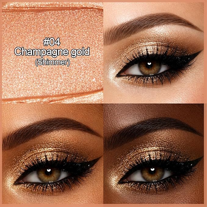 Erinde Champagne Gold Eyeshadow Stick, Waterproof Shimmer Eye Shadow Sticks, Cream Eye Shadow Pencil Crayon, Buildable & Blendable Long-Lasting Eyeshadow for Women, Vegan & Cruelty-Free, B04