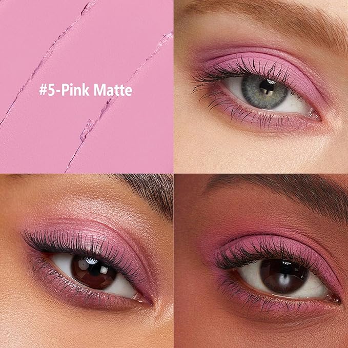 Eyeshadow Stick Matte Eye Brightener Pencil Cream Eye Shadow Eyeliner Pencil Crayon, High Pigmented Blendable Waterproof Long-Lasting Highlighter Stick Makeup, Vegan&Cruelty-Free,#5-Pink