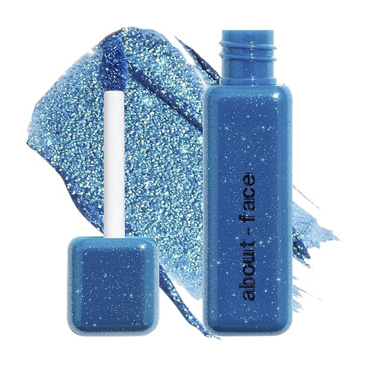 aboutface Fractal Glitter Eye Paint Above Santorini – Smudge-Proof, Long-Lasting Liquid Eyeshadow – Intense Sparkle with Mousse Texture – Vegan, Cruelty-Free – 0.13oz (Sapphire)