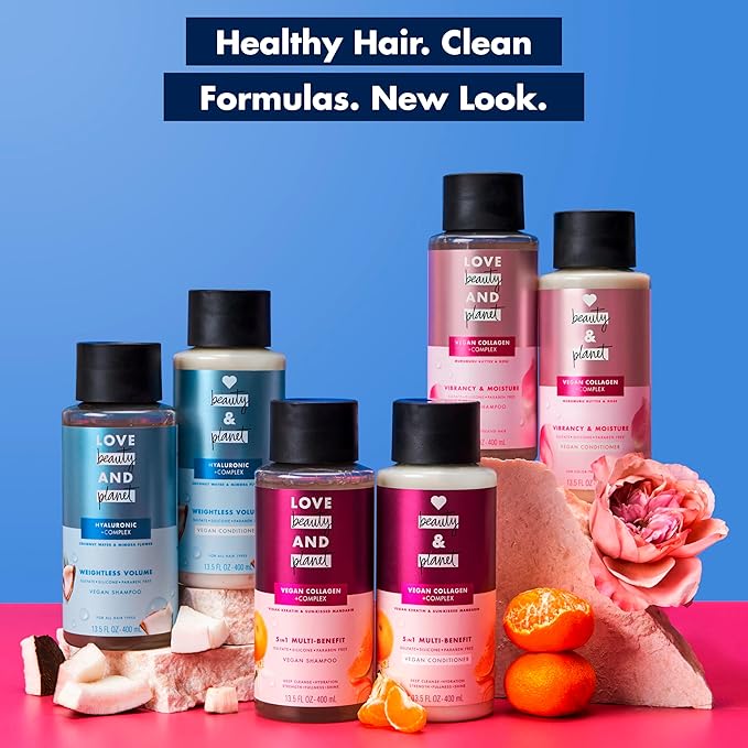 Love Beauty And Planet Volume and Bounty Thickening Shampoo and Conditioner For Hair Volume and Fine Hair Care Coconut Water & Mimosa Flower, Paraben Free, Silicone Free, and Vegan 13.5 oz 2 count