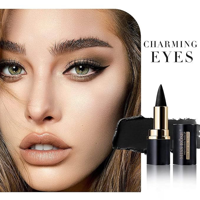 Miss Rose M Gel Eyeliner, 2 Pcs Black Eyeliner Pencils, delineador de ojos contra el agua, Easy to Use, Eye Makeup for Women (Black Pack of 2)